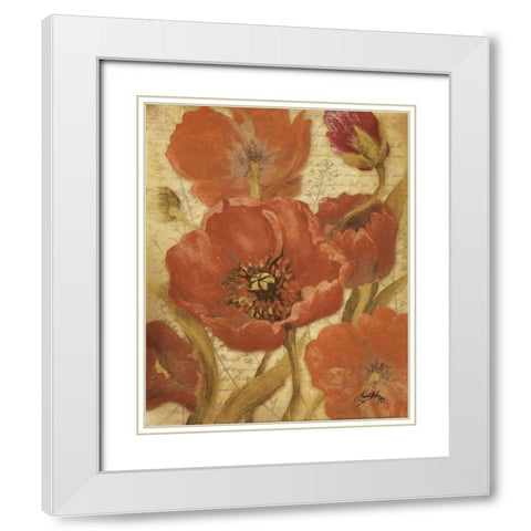 Red Scripted Beauty II White Modern Wood Framed Art Print with Double Matting by Medley, Elizabeth