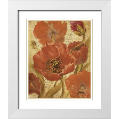 Red Scripted Beauty II White Modern Wood Framed Art Print with Double Matting by Medley, Elizabeth