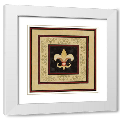 Fleur de Lys II White Modern Wood Framed Art Print with Double Matting by Gaynor, janice