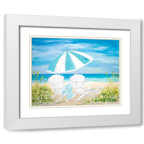 Beach Umbrella White Modern Wood Framed Art Print with Double Matting by DeRice, Julie