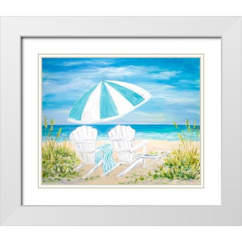 Beach Umbrella White Modern Wood Framed Art Print with Double Matting by DeRice, Julie