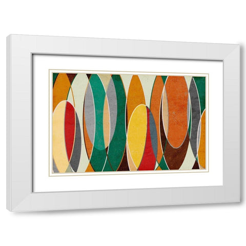 Bright Retro Vibes White Modern Wood Framed Art Print with Double Matting by SD Graphics Studio