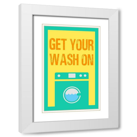 Get Your Wash On White Modern Wood Framed Art Print with Double Matting by SD Graphics Studio