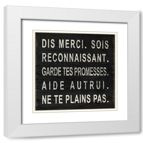 Say Thank You (French) White Modern Wood Framed Art Print with Double Matting by SD Graphics Studio