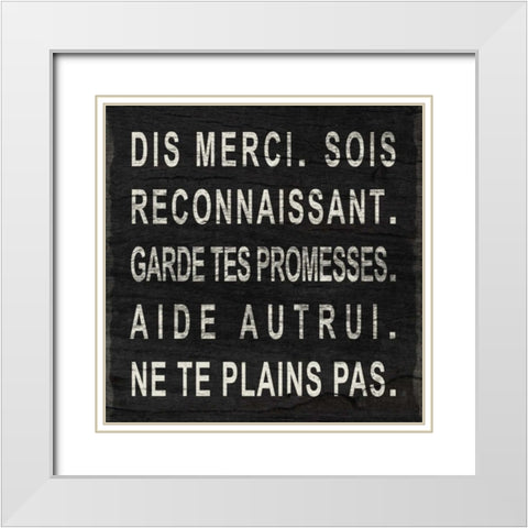 Say Thank You (French) White Modern Wood Framed Art Print with Double Matting by SD Graphics Studio