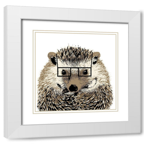 Good Looking Hedgehog White Modern Wood Framed Art Print with Double Matting by SD Graphics Studio