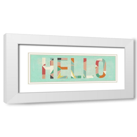 Hello White Modern Wood Framed Art Print with Double Matting by Studio, Sd Graphics