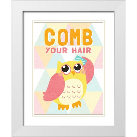 Comb your Hair White Modern Wood Framed Art Print with Double Matting by SD Graphics Studio
