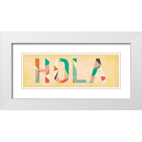 Hola White Modern Wood Framed Art Print with Double Matting by SD Graphics Studio