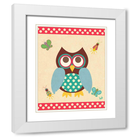 Wise Owls I White Modern Wood Framed Art Print with Double Matting by Metz, Andi