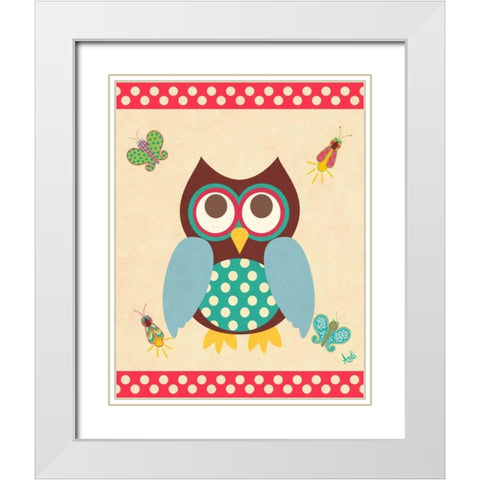 Wise Owls I White Modern Wood Framed Art Print with Double Matting by Metz, Andi