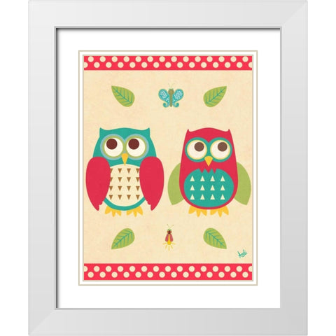 Wise Owls II White Modern Wood Framed Art Print with Double Matting by Metz, Andi