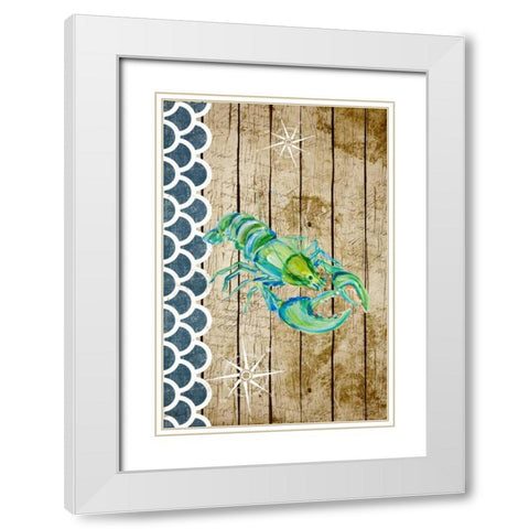 Planked Sealife I White Modern Wood Framed Art Print with Double Matting by DeRice, Julie