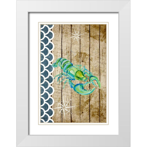 Planked Sealife I White Modern Wood Framed Art Print with Double Matting by DeRice, Julie