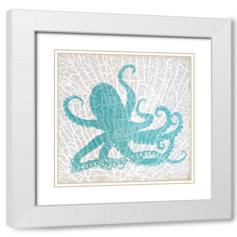 Sealife on Coral V White Modern Wood Framed Art Print with Double Matting by DeRice, Julie