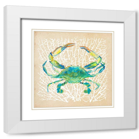 Sealife Crab White Modern Wood Framed Art Print with Double Matting by DeRice, Julie