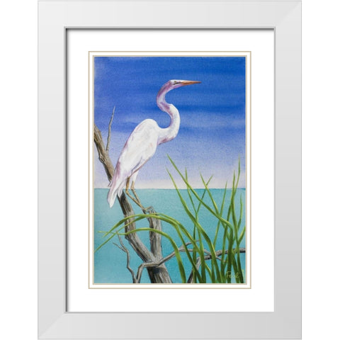 Seabirds At Noon II White Modern Wood Framed Art Print with Double Matting by Urban Pearl Collection, Llc