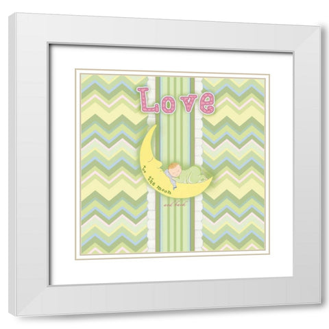 Sleepy Moon I White Modern Wood Framed Art Print with Double Matting by Metz, Andi