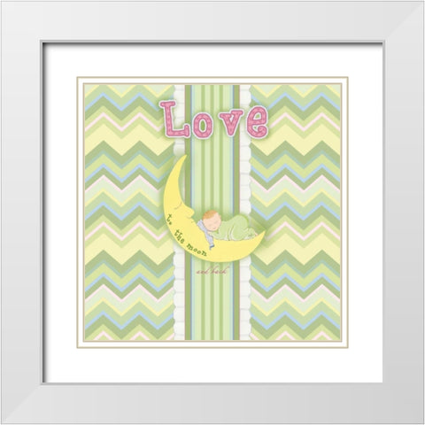 Sleepy Moon I White Modern Wood Framed Art Print with Double Matting by Metz, Andi