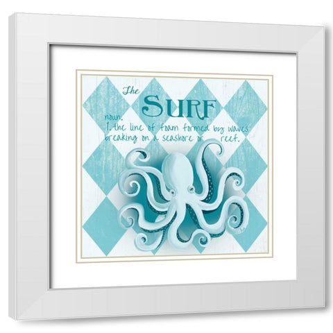 The Surf Border White Modern Wood Framed Art Print with Double Matting by Metz, Andi