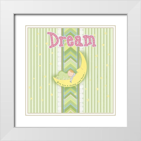 Sleepy Moon II White Modern Wood Framed Art Print with Double Matting by Metz, Andi