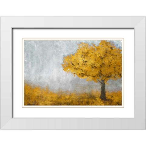 Yellow Eternal Tree White Modern Wood Framed Art Print with Double Matting by Johnson, Walt