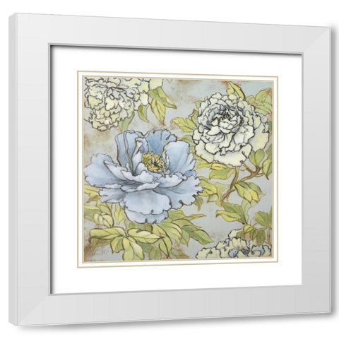 Peony Fascination I White Modern Wood Framed Art Print with Double Matting by Loreth, Lanie