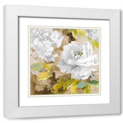 White Modern Peonies I White Modern Wood Framed Art Print with Double Matting by Loreth, Lanie