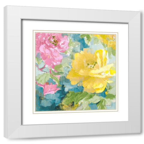 Modern Yellow Peonies I White Modern Wood Framed Art Print with Double Matting by Loreth, Lanie