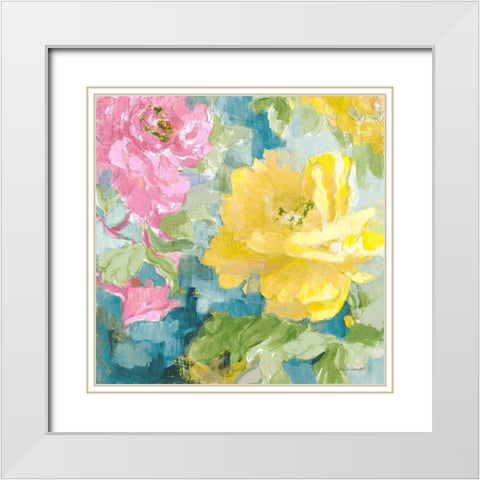 Modern Yellow Peonies I White Modern Wood Framed Art Print with Double Matting by Loreth, Lanie