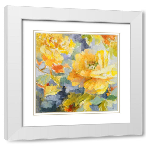 Modern Peonies I White Modern Wood Framed Art Print with Double Matting by Loreth, Lanie