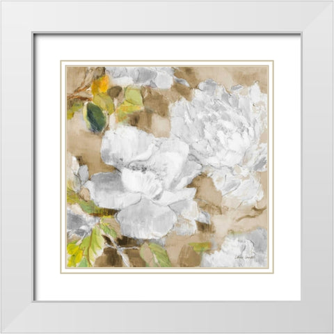 White Modern Peonies II White Modern Wood Framed Art Print with Double Matting by Loreth, Lanie