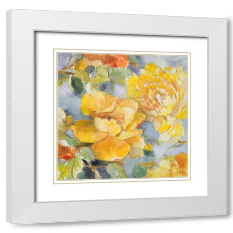 Modern Peonies II White Modern Wood Framed Art Print with Double Matting by Loreth, Lanie