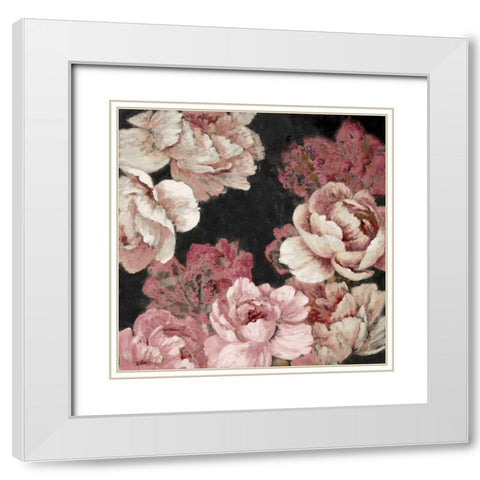 Florals in Pink on Black White Modern Wood Framed Art Print with Double Matting by Loreth, Lanie