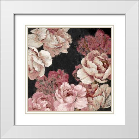 Florals in Pink on Black White Modern Wood Framed Art Print with Double Matting by Loreth, Lanie