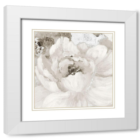 Light Grey Flowers I White Modern Wood Framed Art Print with Double Matting by Loreth, Lanie