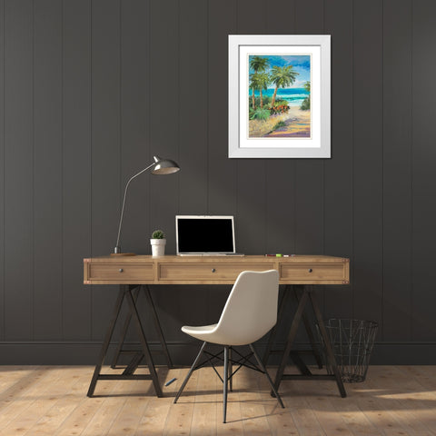 Palm Path White Modern Wood Framed Art Print with Double Matting by Slivka, Jane