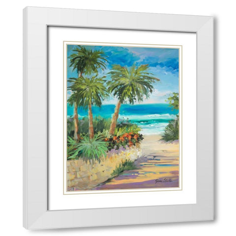 Palm Path White Modern Wood Framed Art Print with Double Matting by Slivka, Jane