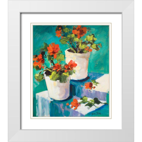 Potted Poppies White Modern Wood Framed Art Print with Double Matting by Slivka, Jane