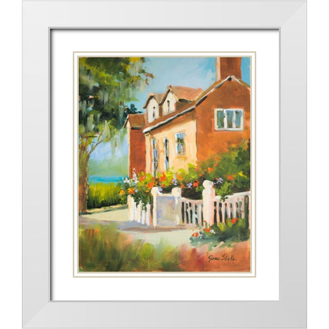 Summertime Cottage White Modern Wood Framed Art Print with Double Matting by Slivka, Jane