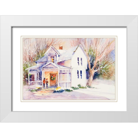 Winter Stroll White Modern Wood Framed Art Print with Double Matting by Slivka, Jane