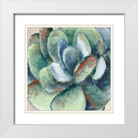 Wonderful Succulent White Modern Wood Framed Art Print with Double Matting by Loreth, Lanie