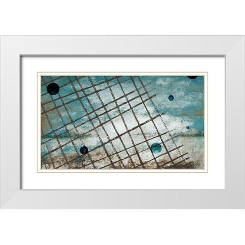 Return to the Blue Abstract I White Modern Wood Framed Art Print with Double Matting by Marcon, Michael