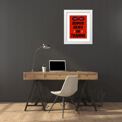 Super Hero in Training White Modern Wood Framed Art Print with Double Matting by SD Graphics Studio