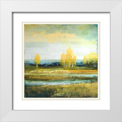 Marsh Lands I White Modern Wood Framed Art Print with Double Matting by Marcon, Michael