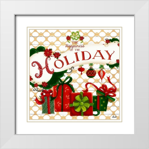 Gold Christmas Cheer II White Modern Wood Framed Art Print with Double Matting by Metz, Andi