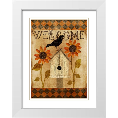 Welcome Fall White Modern Wood Framed Art Print with Double Matting by Albert, Beth
