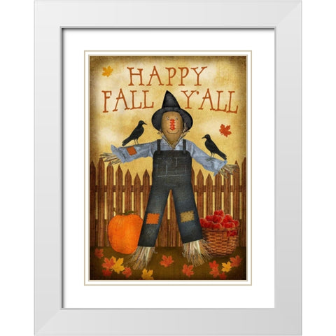 Happy Fall Yall White Modern Wood Framed Art Print with Double Matting by Albert, Beth