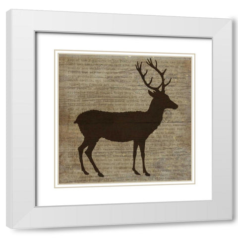 Deer White Modern Wood Framed Art Print with Double Matting by Albert, Beth