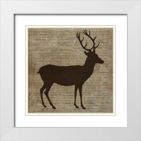 Deer White Modern Wood Framed Art Print with Double Matting by Albert, Beth
